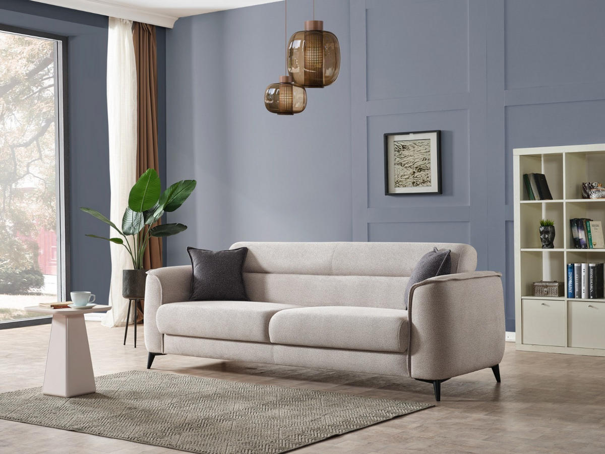 SITZGARNITUR Acapulco, Beige Stellvariante 3+3+1 - Beige, Holzwerkstoff/Kunststoff (237/87/98cm)