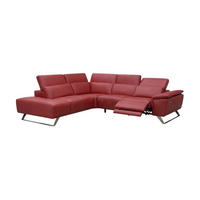 ECKSOFA Predator Echtleder mit 1 x Relaxfunktion Rot - Rot, Leder/Metall (230/270cm)