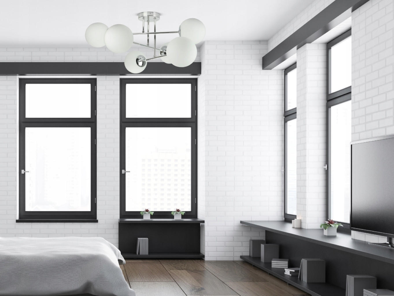 Thumbnail - kiki design Deckenleuchte, Silbereichen, Silber, Weiß, Weiß Hochglanz, Metall, Glas, 66x30x66 cm, Lampen & Leuchten, Inn...