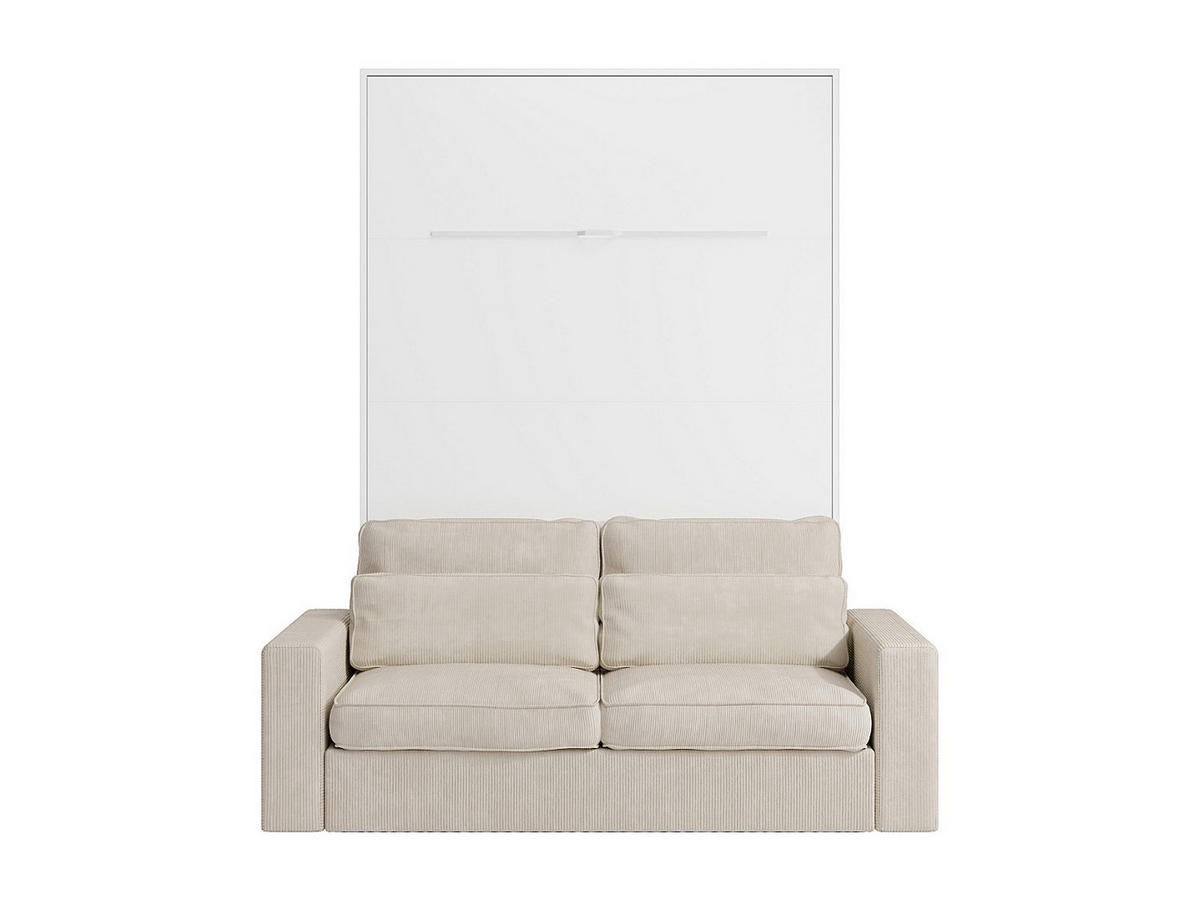 SCHRANKBETT - 2 Personen - holz - weiß Rapili - Weiß, Holz (160/200cm) - Vente-Unique