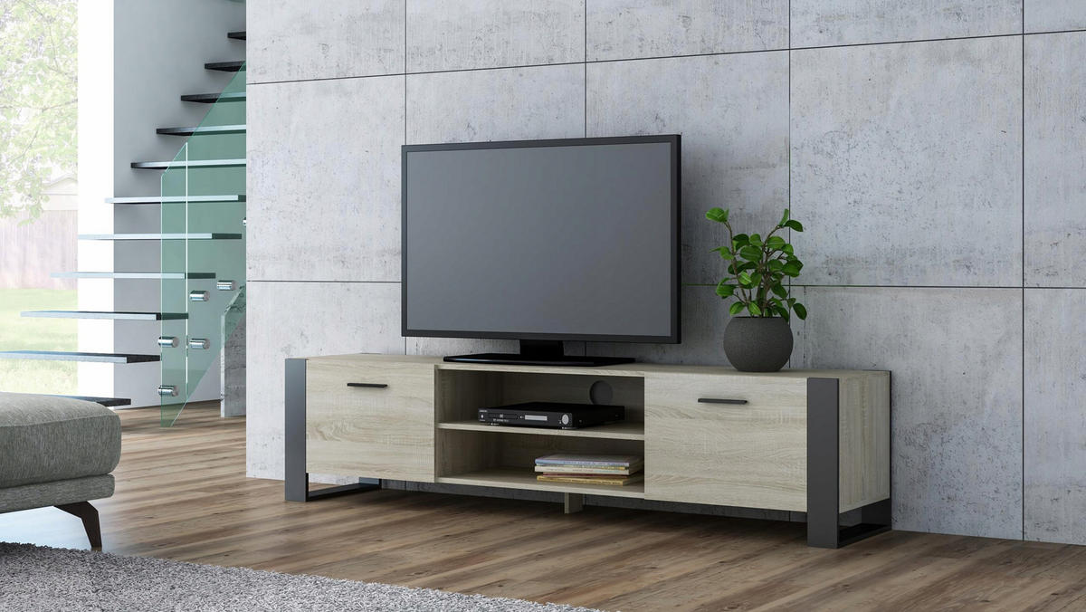FERNSEHKOMMODE ALBA Sonoma Eiche 185/43,6/50 cm - Sonoma Eiche, Holzwerkstoff (185/50/43.6cm) - Matkam Möbel