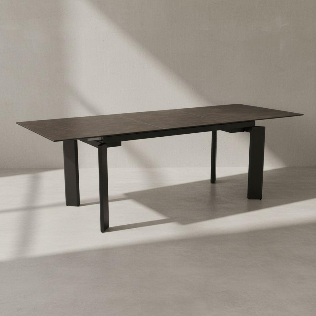 ESSTISCH Ausziehbar Keramik Glas Marmoroptik 180-240 MALTA, Schwarz 180x95x77 cm - Schwarz, Glas/Metall (95/180/77cm) - KADIMA DESIGN