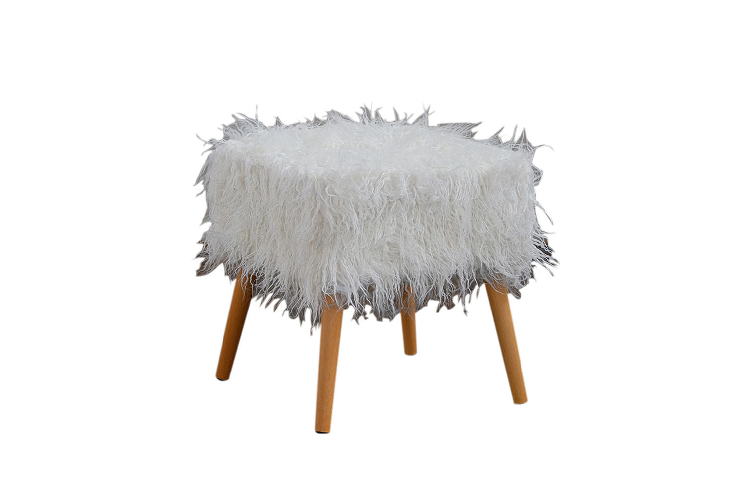 FELLHOCKER FYNN Weiß - Weiß, Fell (42/45/42cm) - KAWOLA