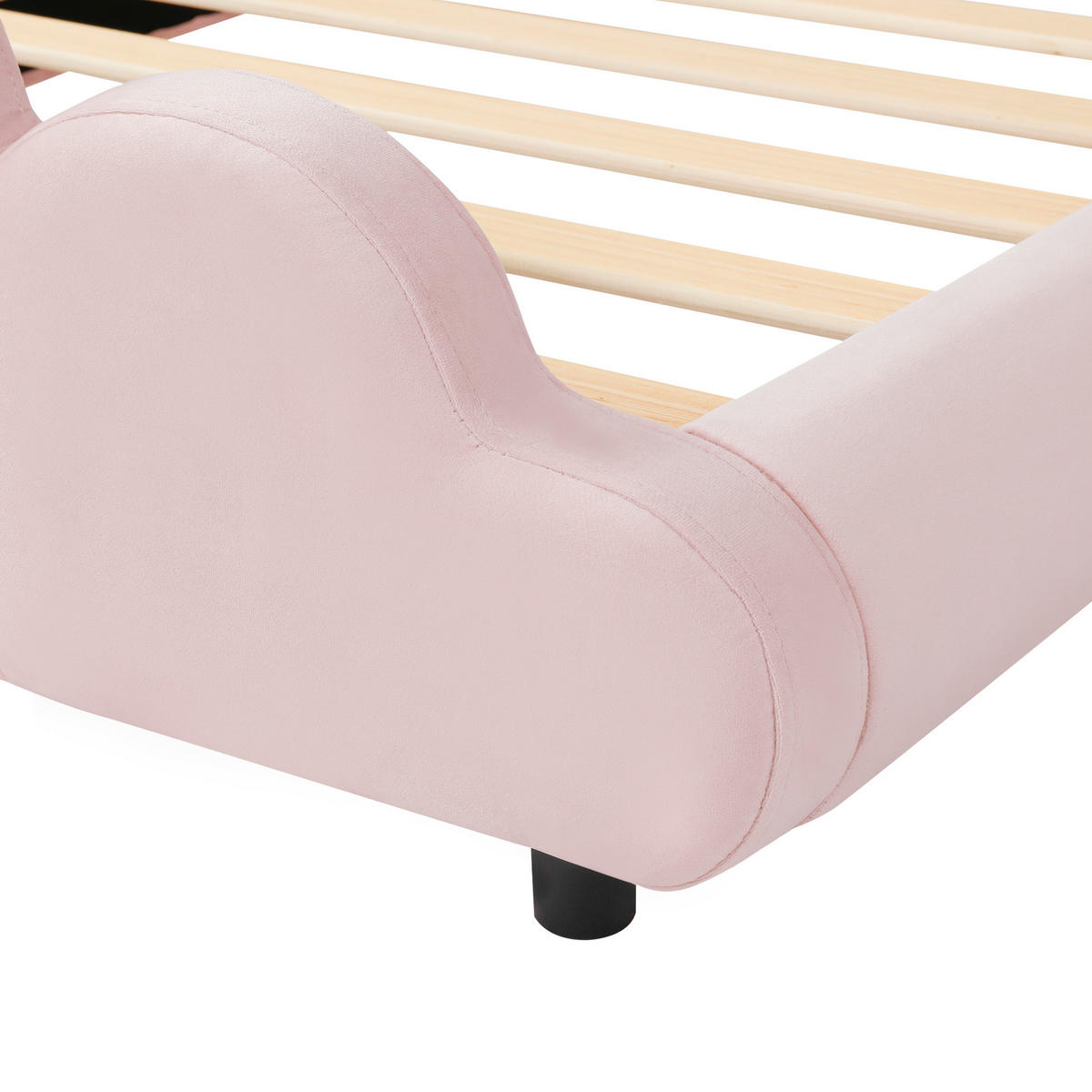 POLSTERBETT 90/200 cm in Rosa mit gepolstertem Kopfteil, abgerundeten Ecken und Stauraum aus Samt - Schwarz/Rosa, Holzwerkstoff/Textil (90/200cm) - STILVORA