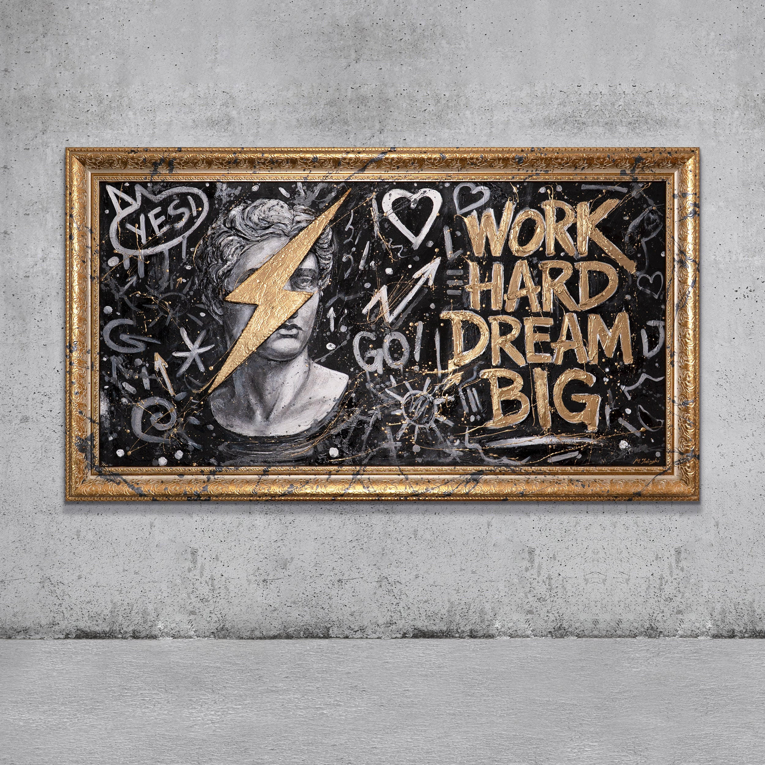 GEMÄLDE Kunst der Motivation Schattenfugenrahmen Gold 160x80 cm - Goldfarben, Holz (160/80cm) - YS-art gallery