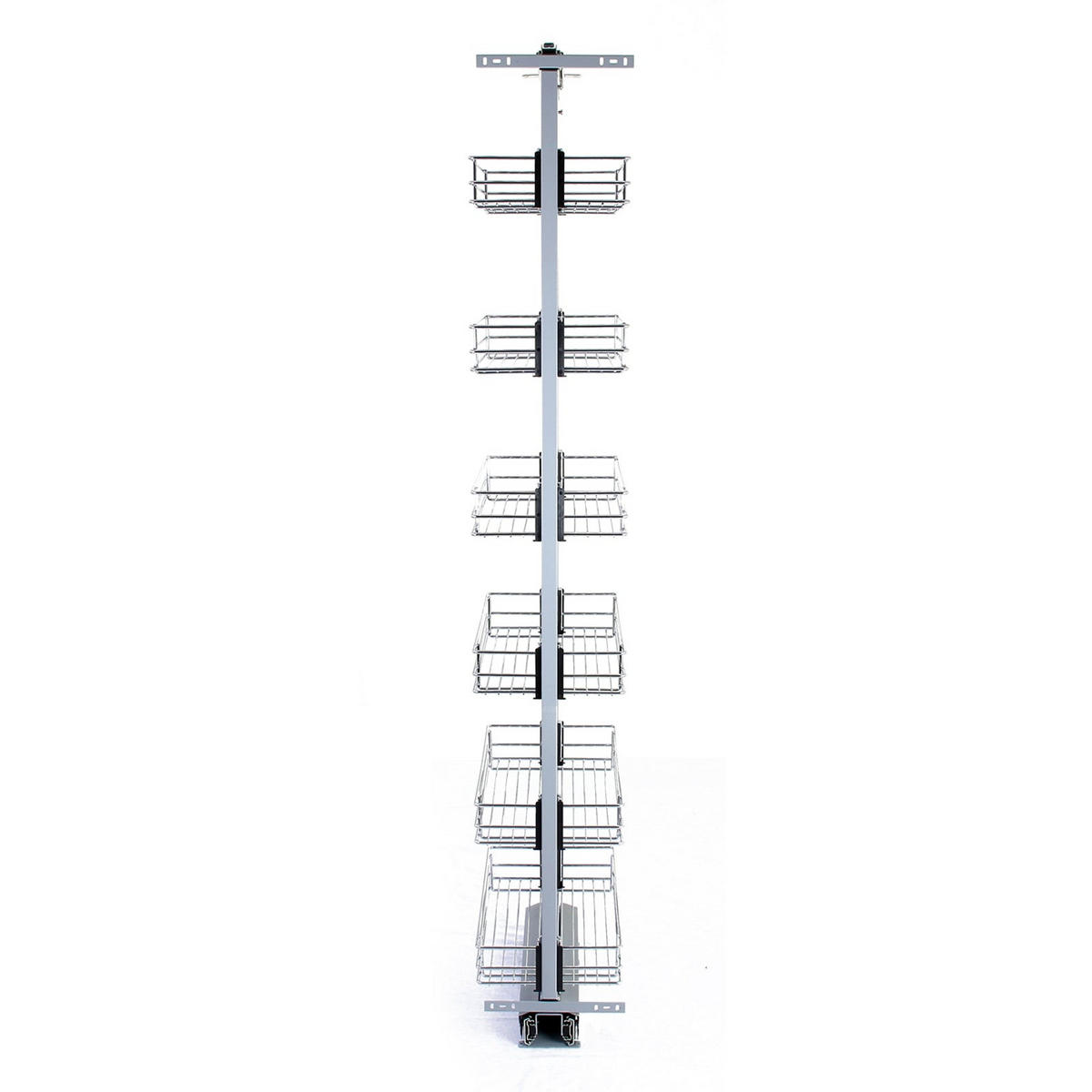 VORRATSSCHRANK ausziehbar – 190-220cm Höhe - Silberfarben, Metall (25.2/195/46cm) - Kukoo