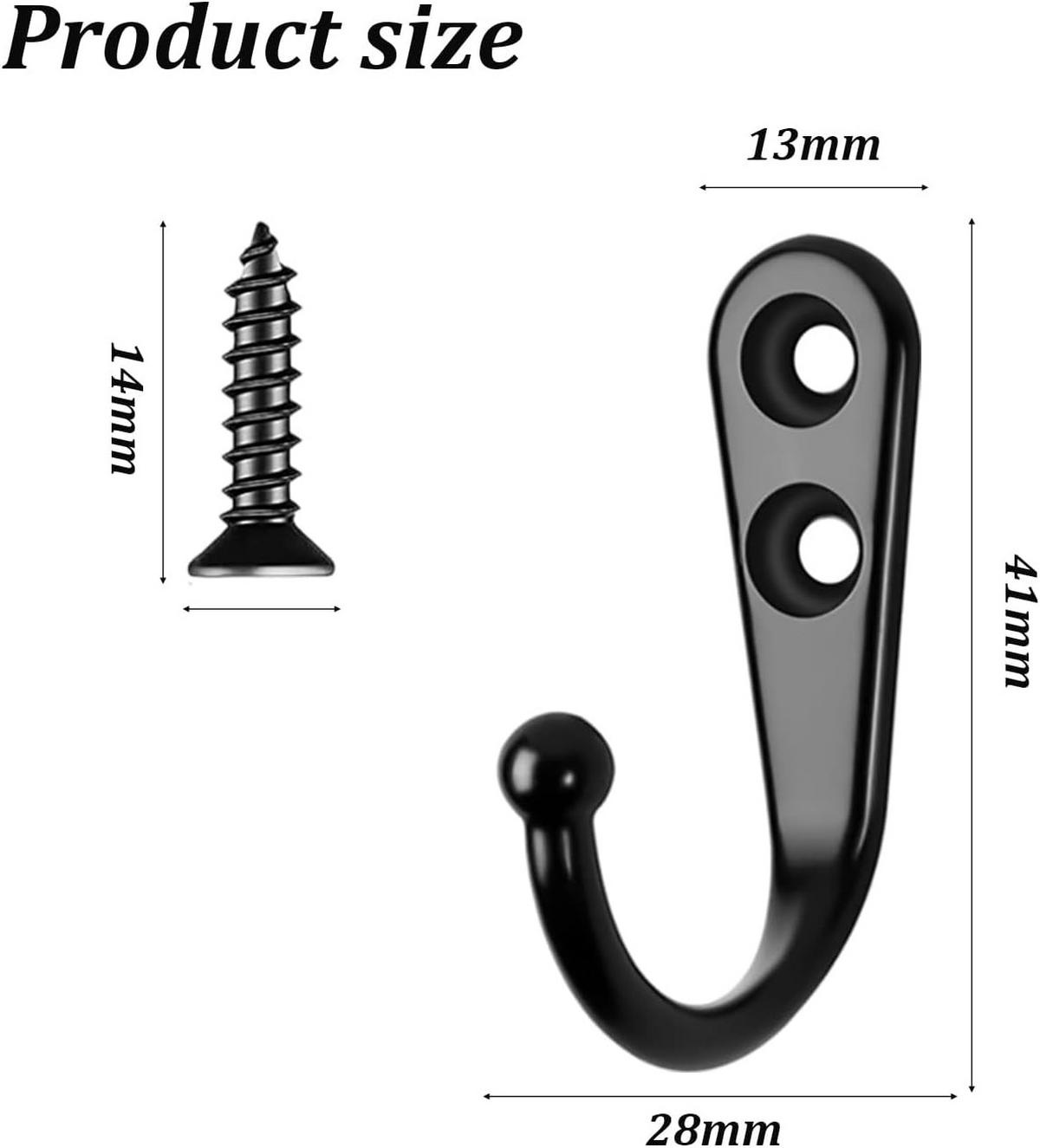 HANDTUCHHAKEN , Set mit 5 schwarzen Wandhaken - Schwarz, Metall (1.3/2.8/4.1cm) - BELZ
