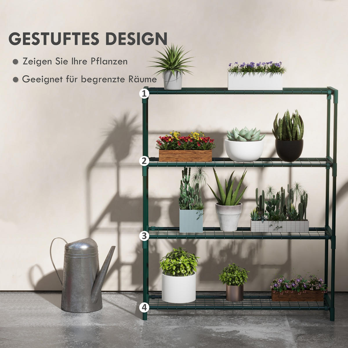 PFLANZENREGAL, Stahl, Dunkelgrün - Dunkelgrün, Metall (28/107/89cm) - Outsunny