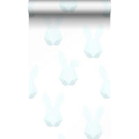 TAPETE Origami Kaninchen 53 cm x 10.05 m - Blau, Papier (53/0.1cm) - Origin Wallcoverings