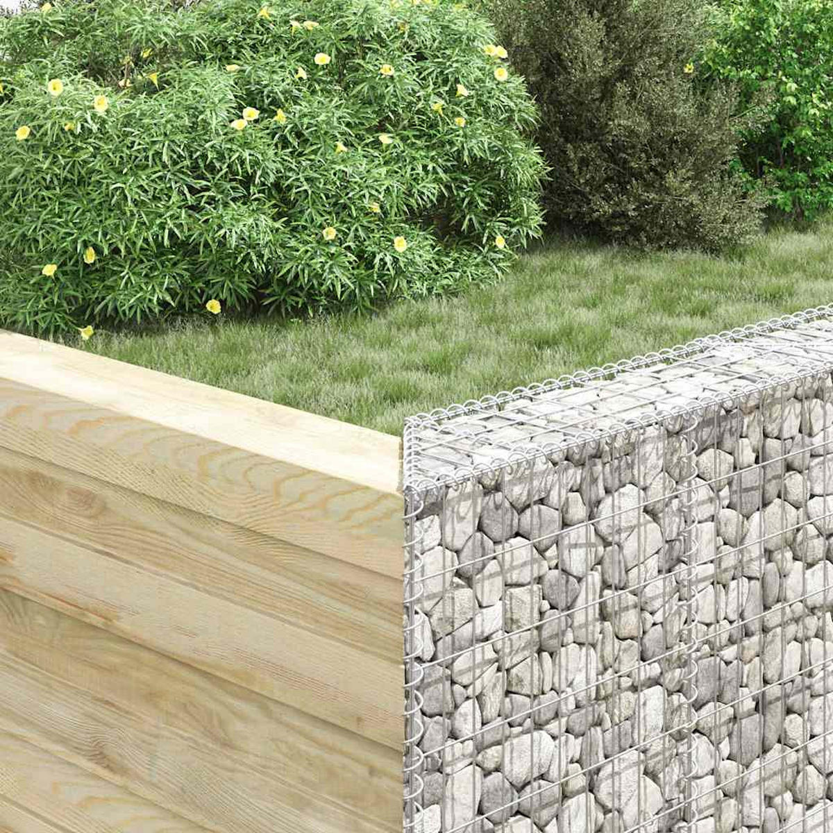 GABIONEN-HOCHBEET Trapezform Verzinkter Stahl 100x20x100 cm - Silberfarben, Metall (100/100/20cm)