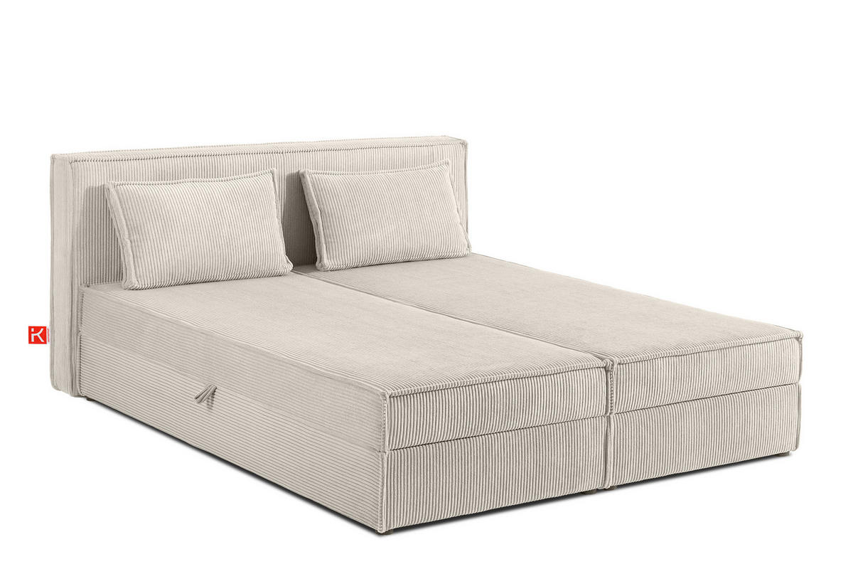 BOXSPRINGBETT ROTI mit Stauraum, cremefarben - Creme/Schwarz, Holz/Holzwerkstoff (180/200cm) - KONSIMO®