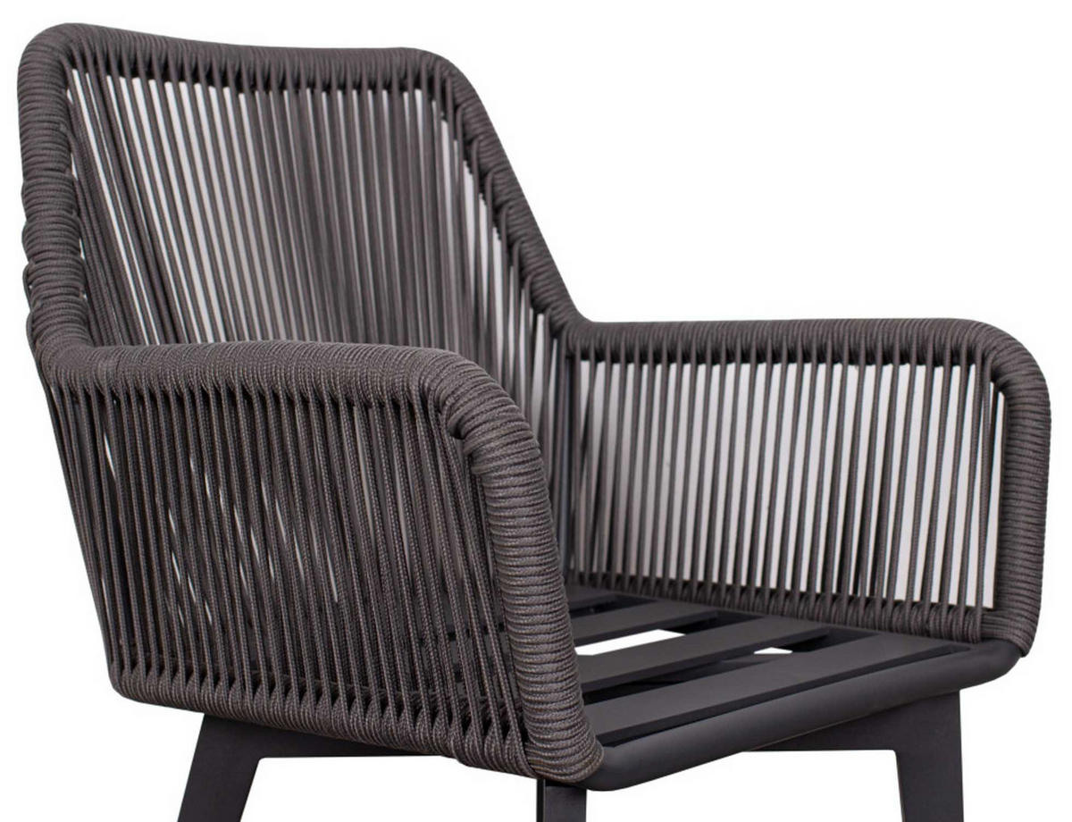 GARTENMÖBELSET Diningsessel Marbella mit Tisch Granada 180 x 90 cm - Grau, Metall - Mr. Deko