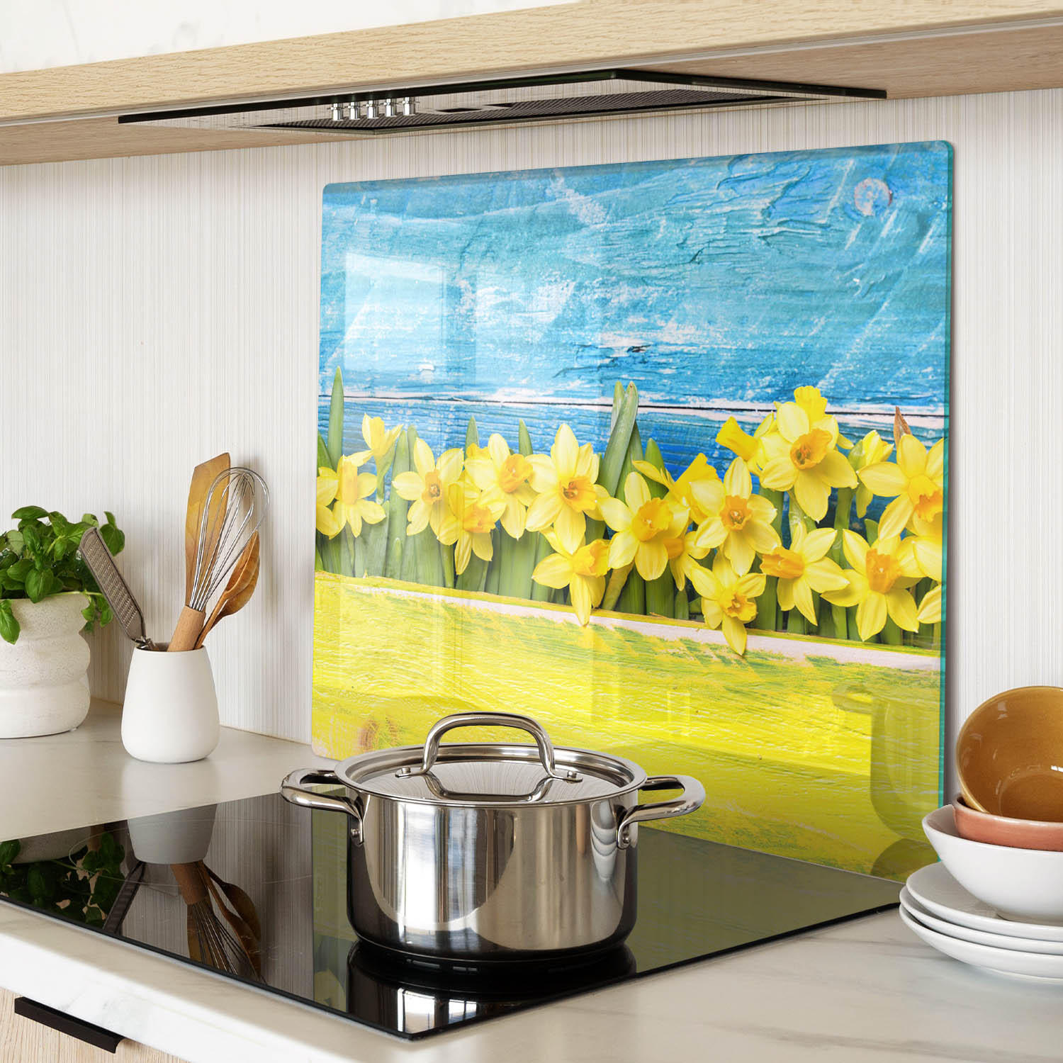 GLASPLATTE 60x52 cm Narzissen - Gelb, Glas (60/0.4/52cm) - TULUP