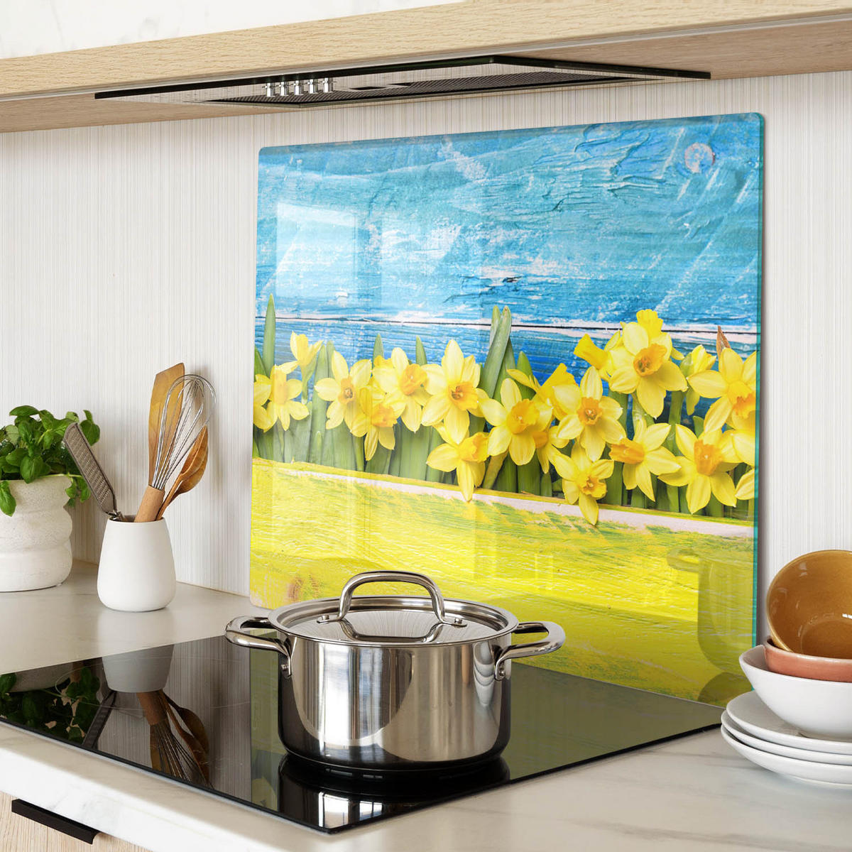 GLASPLATTE 60x52 cm Narzissen - Gelb, Glas (60/0.4/52cm) - TULUP