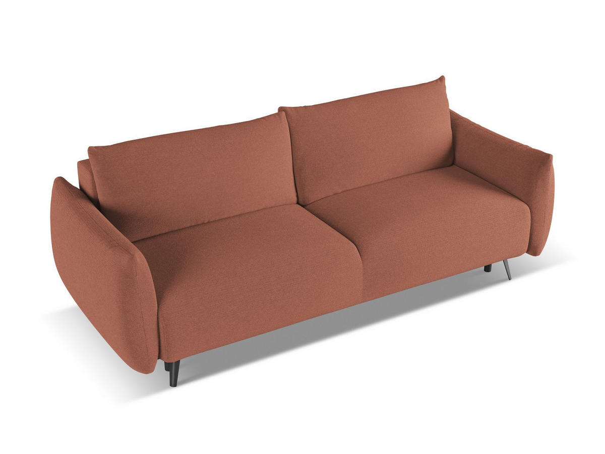 3-SITZER SOFA mit Schlaffunktion Chenille Stoff Pink - Pink/Hellrosa, Textil/Metall (230/86/105cm) - Makamii