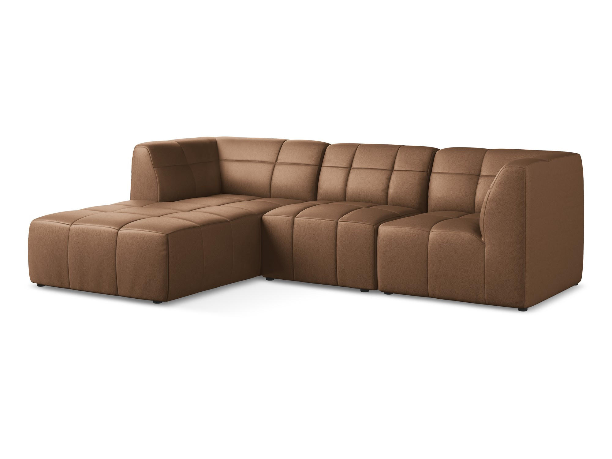 ECKSOFA Links Kunstleder Braun - Schwarz/Mokka, Holzwerkstoff/Kunststoff (266/175cm) - Makamii