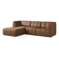 ECKSOFA Links Kunstleder Braun - Schwarz/Mokka, Holzwerkstoff/Kunststoff (266/175cm) - Makamii