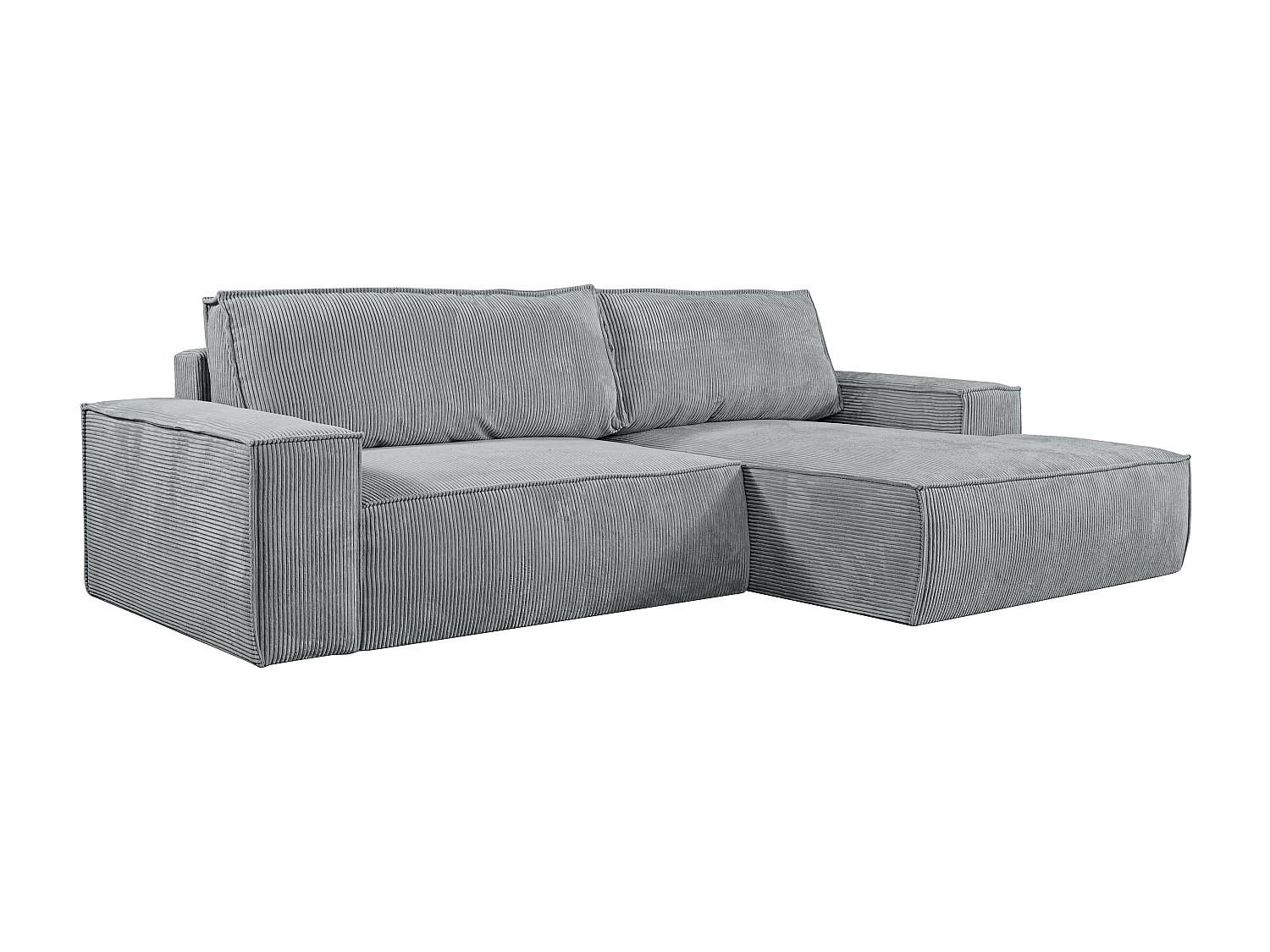 ECKSOFA mit Schlaffunktion - Ecke Rechts - Cord - Hellgrau - AMELIA - Hellgrau, Textil (167/267cm) - Vente-Unique