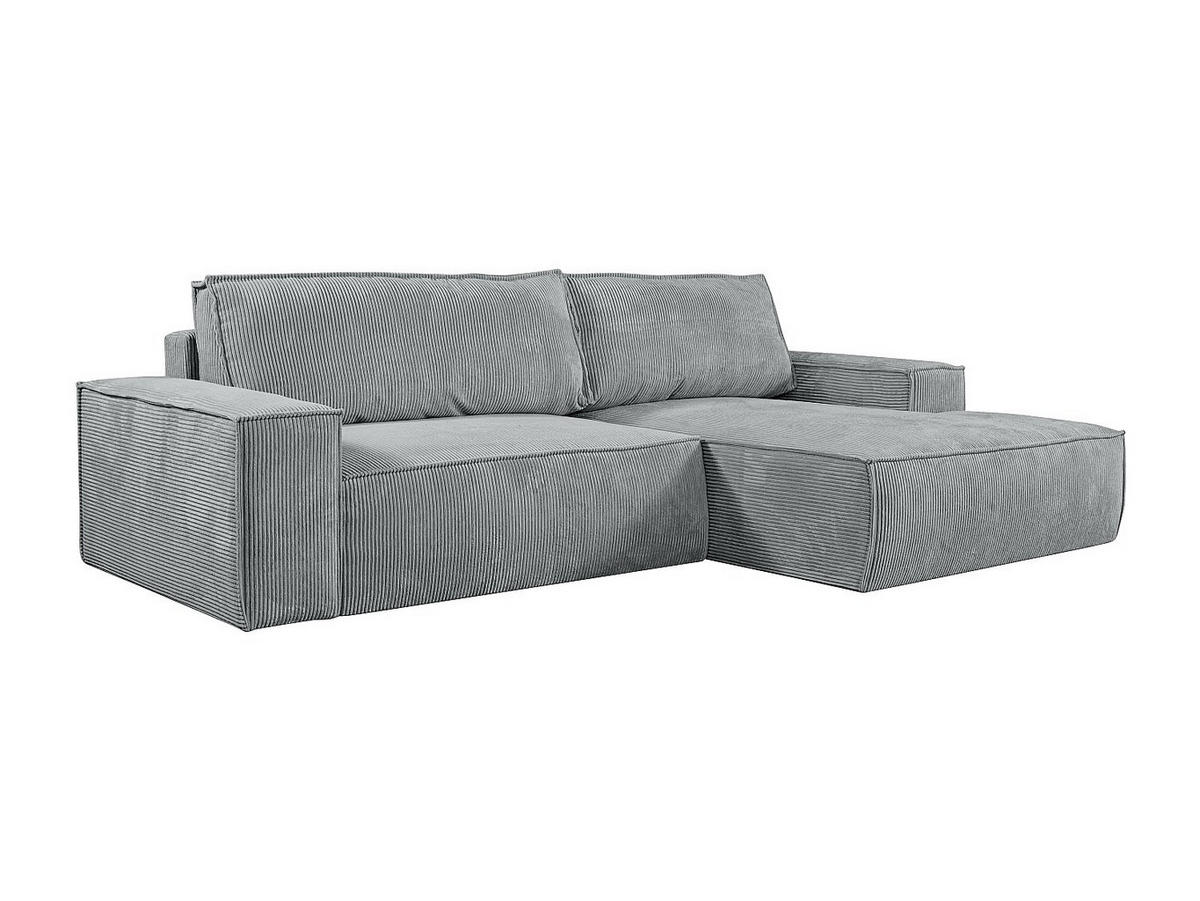 ECKSOFA mit Schlaffunktion - Ecke Rechts - Cord - Hellgrau - AMELIA - Hellgrau, Textil (267/167cm) - Vente-Unique