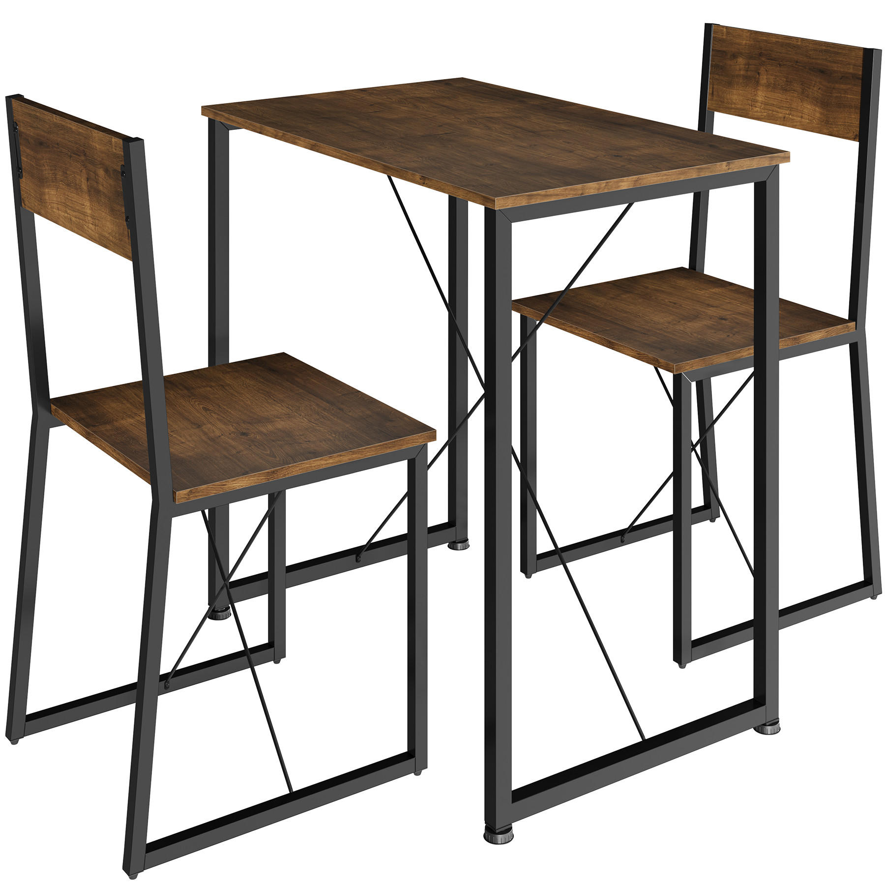 SITZGRUPPE Margate,mit höhenverstellbaren Kunststofffüßen,Industrial Holz dunkel, rustikal - Rostfarben, Holzwerkstoff (80/90/138cm) - tectake