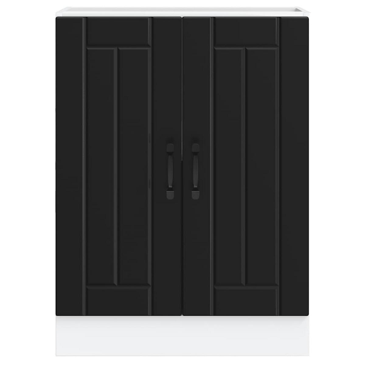 SPÜLENUNTERSCHRANK Lucca Schwarz Holzwerkstoff - Schwarz, Holzwerkstoff (46/81.5/60cm) - vidaXL
