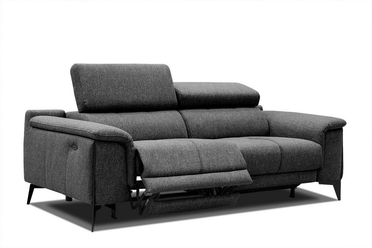 RELAXSOFA MATERA 3-Sitzer mit 2 Relaxfunktionen, schwarz - Schwarz, Holzwerkstoff/Textil (212/82/103cm) - Courtois Laville