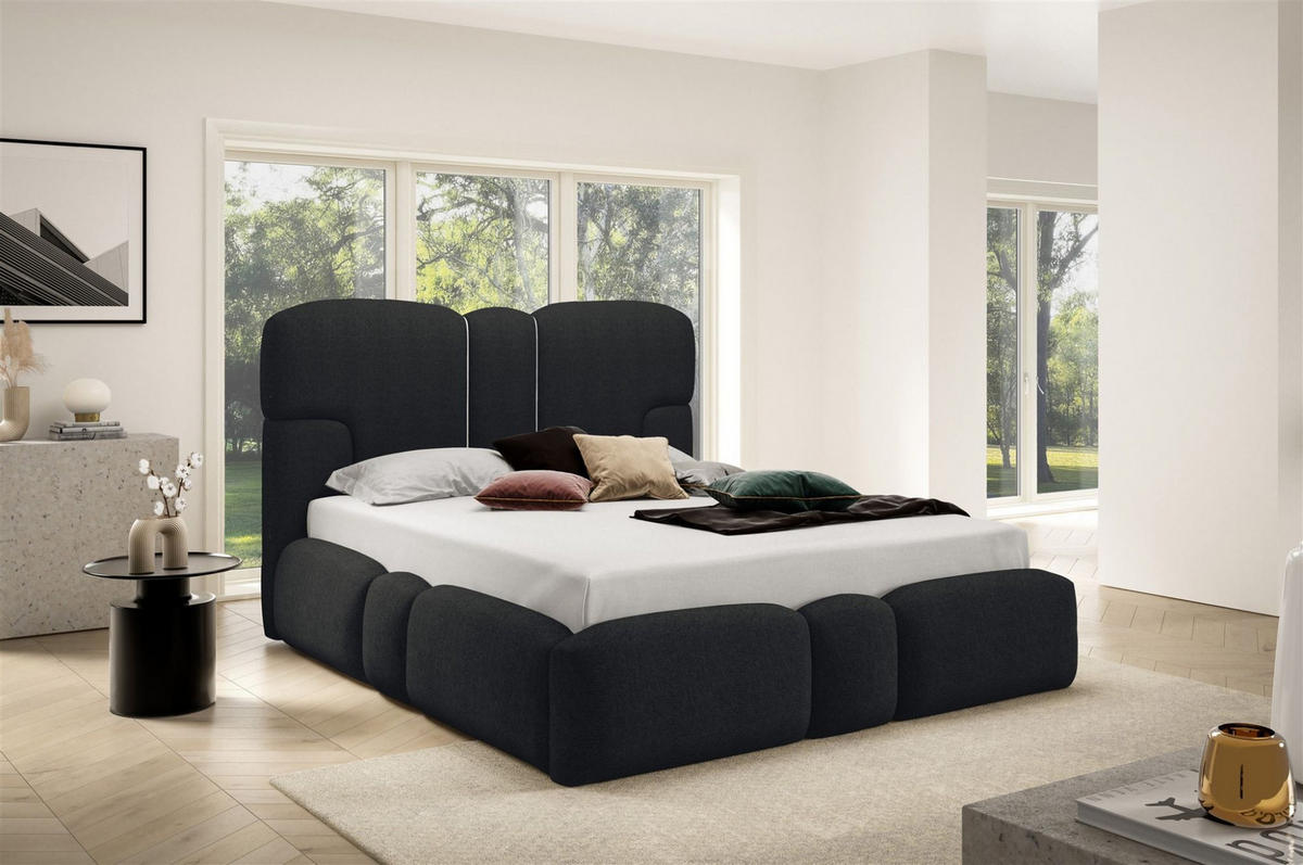 POLSTERBETT Jordan - Schwarz, Holzwerkstoff/Textil (160/200cm) - Fun Möbel