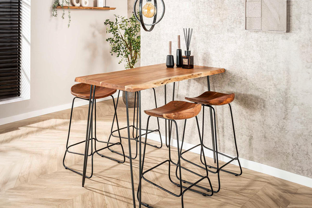 BARTISCH ERGEA Holz Akazie - Schwarz/Braun, Holz/Metall (70/92/130cm) - KAWOLA