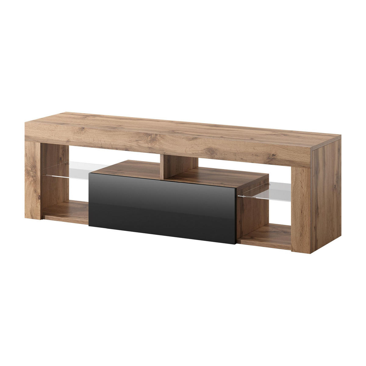 TV-HÄNGEBOARD Bianko Eiche / Schwarz 140 cm - Eichefarben/Schwarz, Holzwerkstoff (140/50.5/35cm) - Selsey