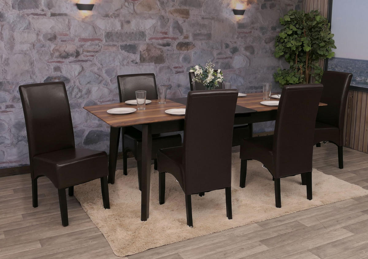 ESSZIMMERSTUHL 6er-Set klassisch und zeitlos 90x43x56cm Sitzhöhe 45cm Kunstleder dunkle Beine Braun - Braun, Kunststoff (43/90/56cm) - CHEFGASTRO