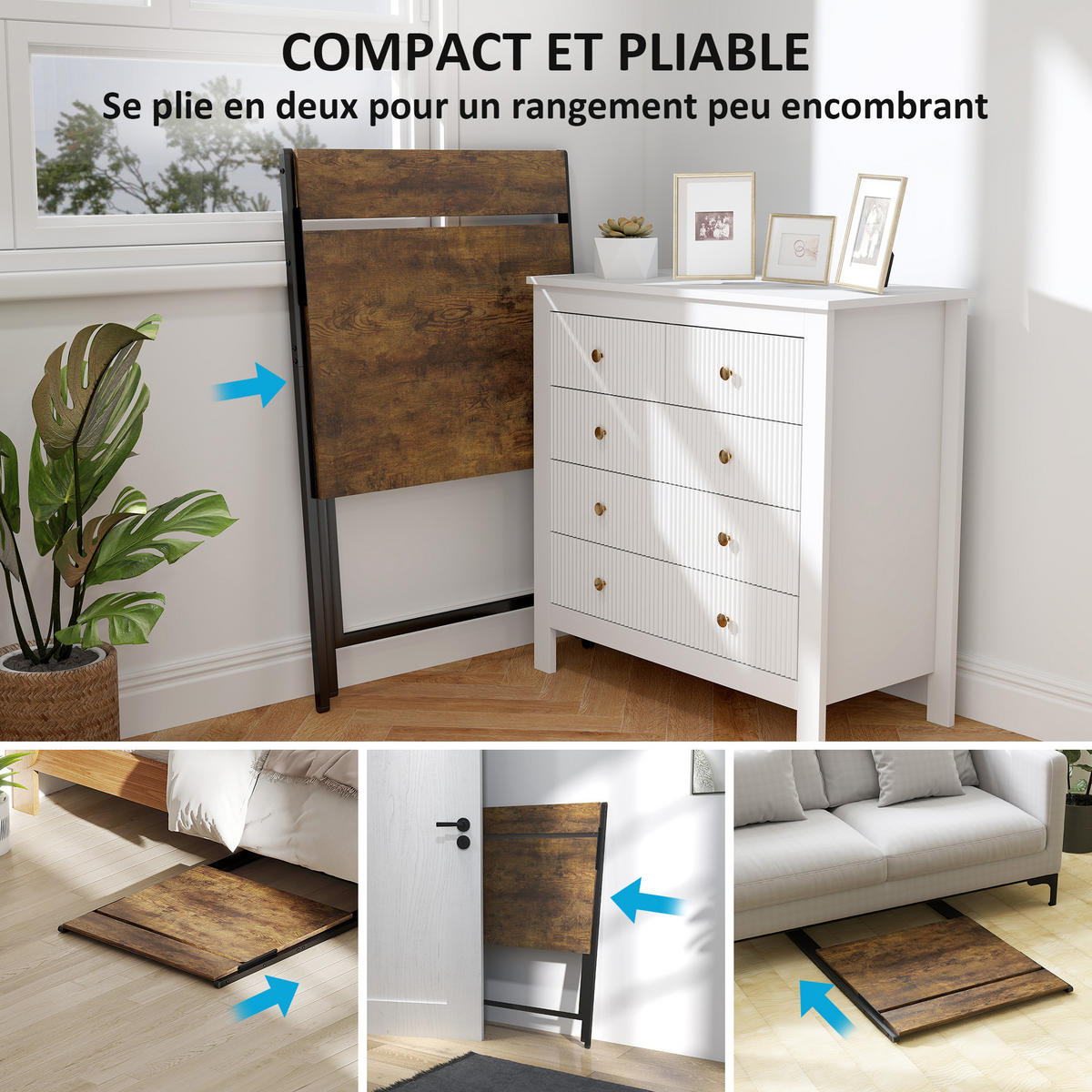 SCHREIBTISCH Braun klappbar mit Ablage und Metallgestell 70/62/86,5 cm - Rotbraun, Holzwerkstoff (62/70/86.5cm) - PANGIVO