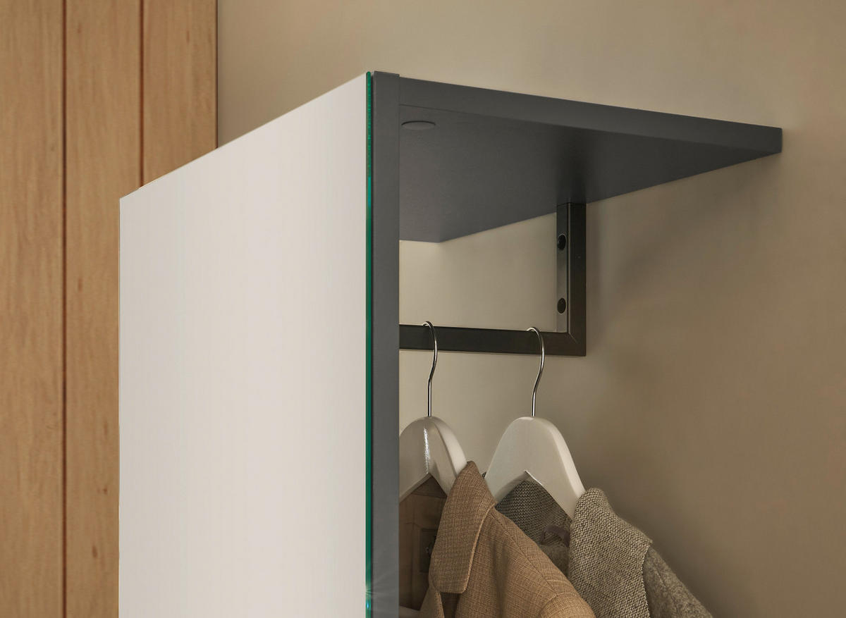 GARDEROBEN-SET 2-teilig grau matt, Eiche Wotan 150 cm, Flurgarderobe mit Spiegel - Eiche Wotan/Grau, Glas/Holzwerkstoff (150/200/30cm) - Furn.Design