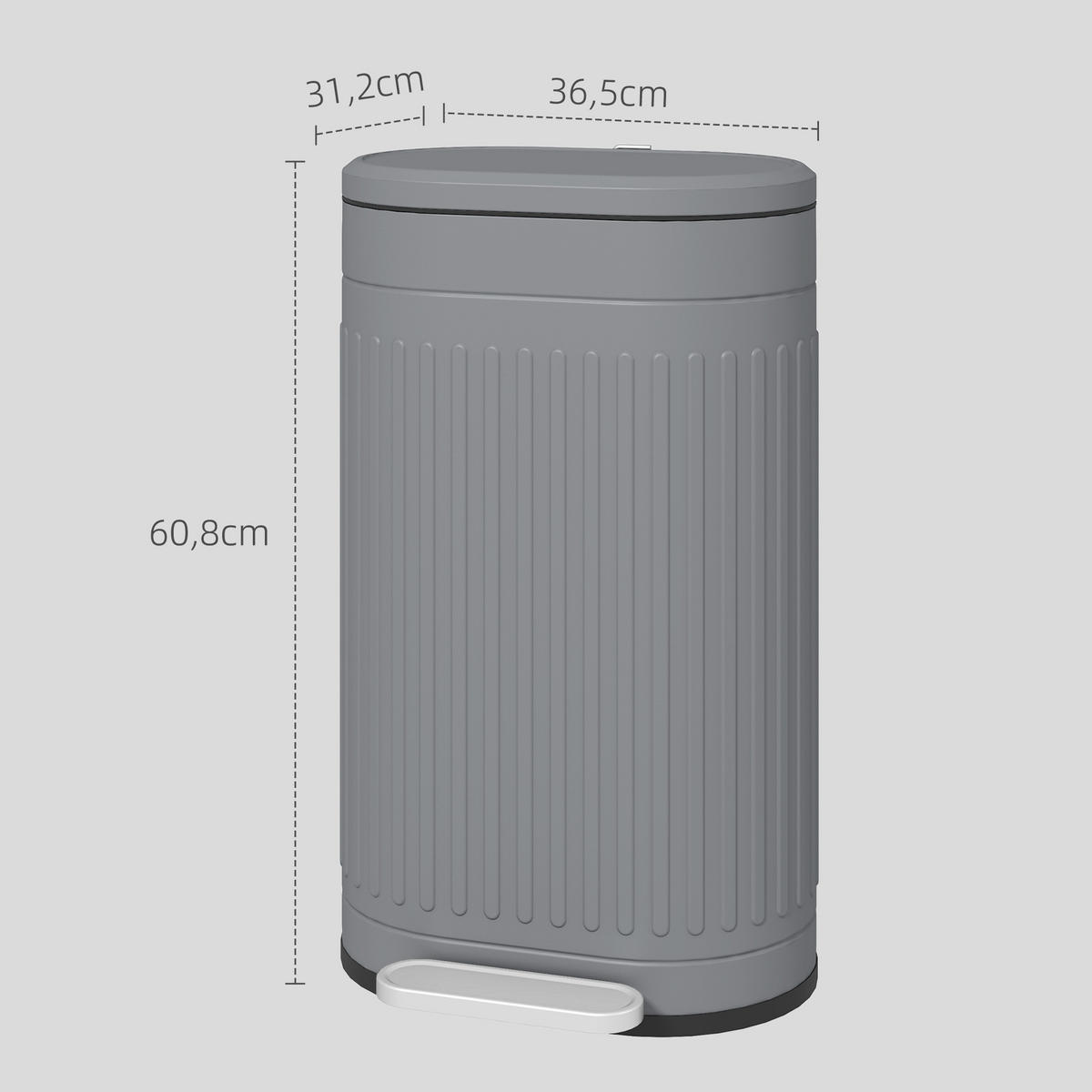 KOŠ NA ODPADKY 30 l, kov a plast, šedý - šedá, kov (31.2/60.8/36.5cm) - HOMCOM