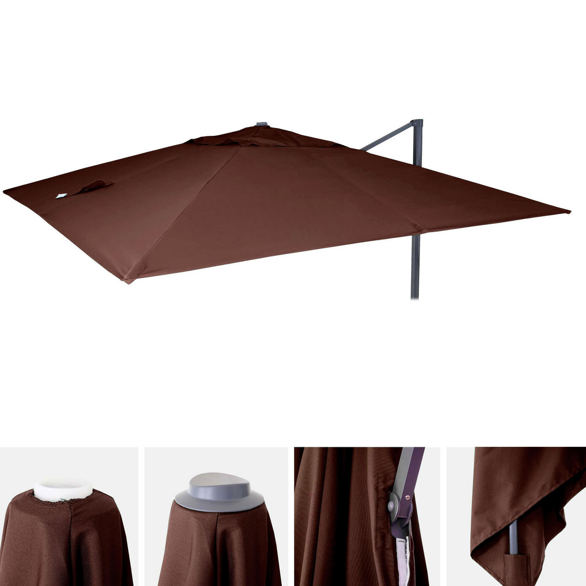 ERSATZ-BEZUG FÜR SCHIRM Braun - Braun, Textil (295/395cm) - MCW