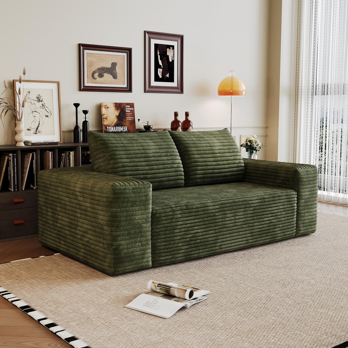 2-SITZER-SOFA DE-34704 Boneless-Modul Grün - Grün, Textil (90/83/180cm) - ComfortXL