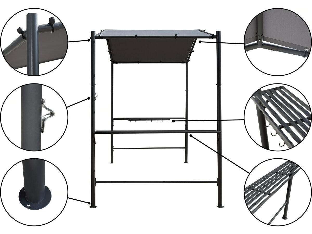 PERGOLA - MARKISE Anthrazit - Grau, Metall (149/232/277cm) - Habitat Garten