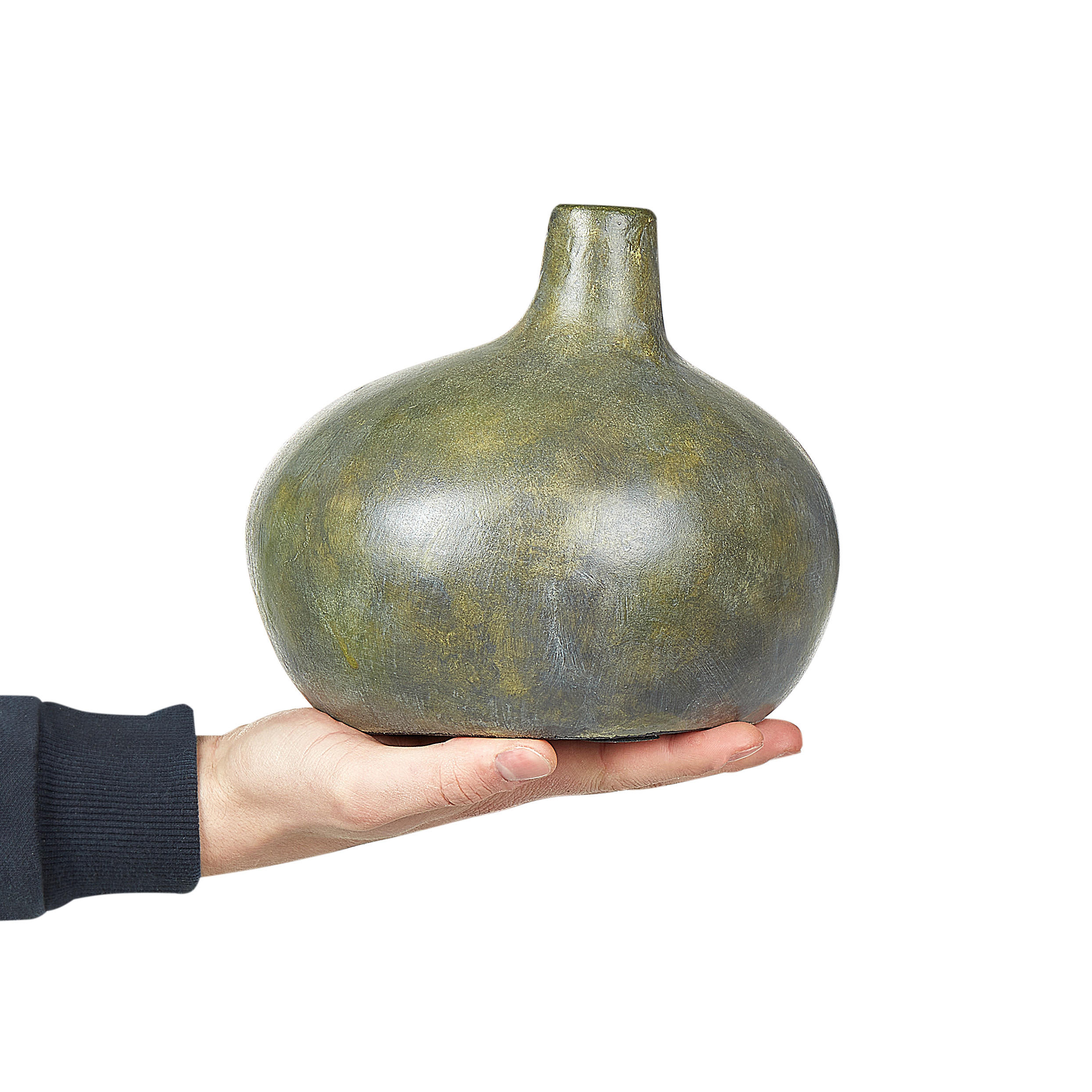 DEKOVASE Terrakotta grau Klang - Grau, Stein (18cm) - Beliani