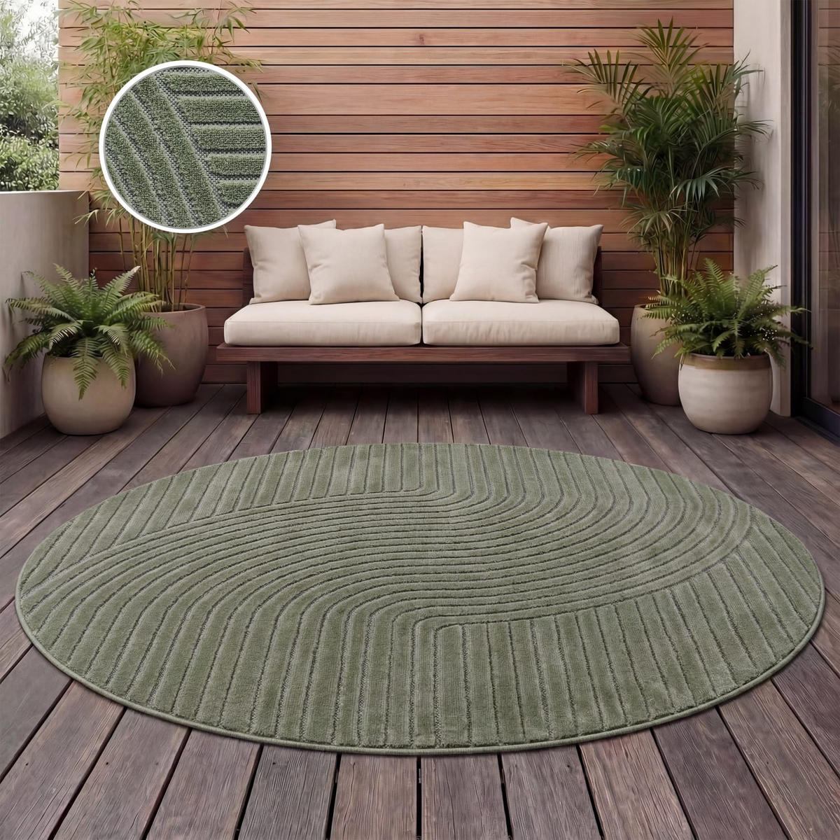 OUTDOORTEPPICH 160/160 cm Cotton 233 - Grün, Kunststoff (160/160cm) - Paco Home