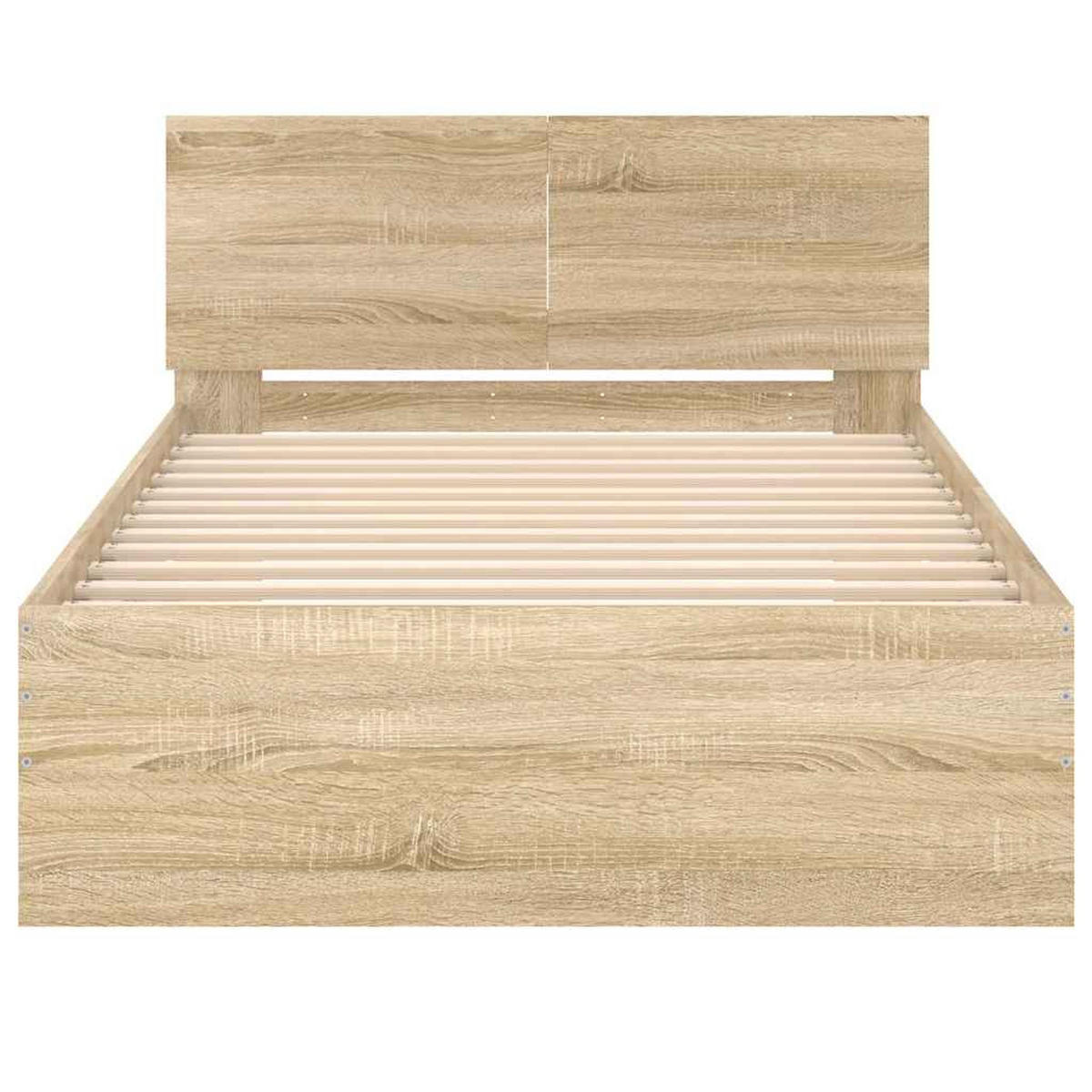 BETTGESTELL OHNE MATRATZE MIT KOPFTEIL SONOMA-EICHE 100X200 CM - Sonoma Eiche, Holz - vidaXL