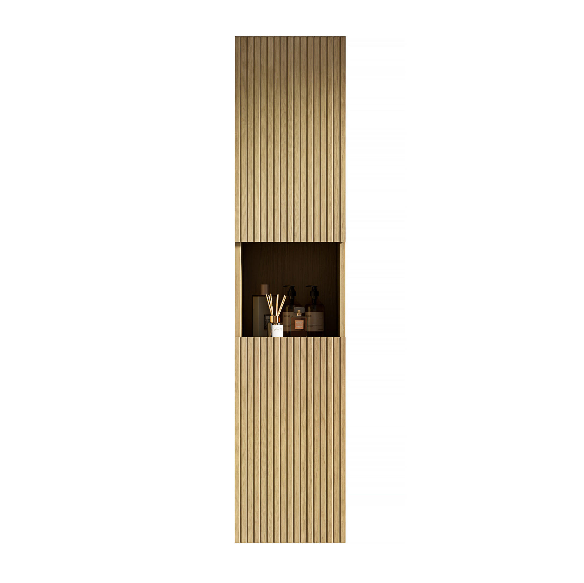 MIDISCHRANK 160x35x35cm in Goldene Eiche,aus Sperrholz mit Dämpfer - Eichefarben/Schwarz, Holzwerkstoff (160/35/35cm) - Modfu