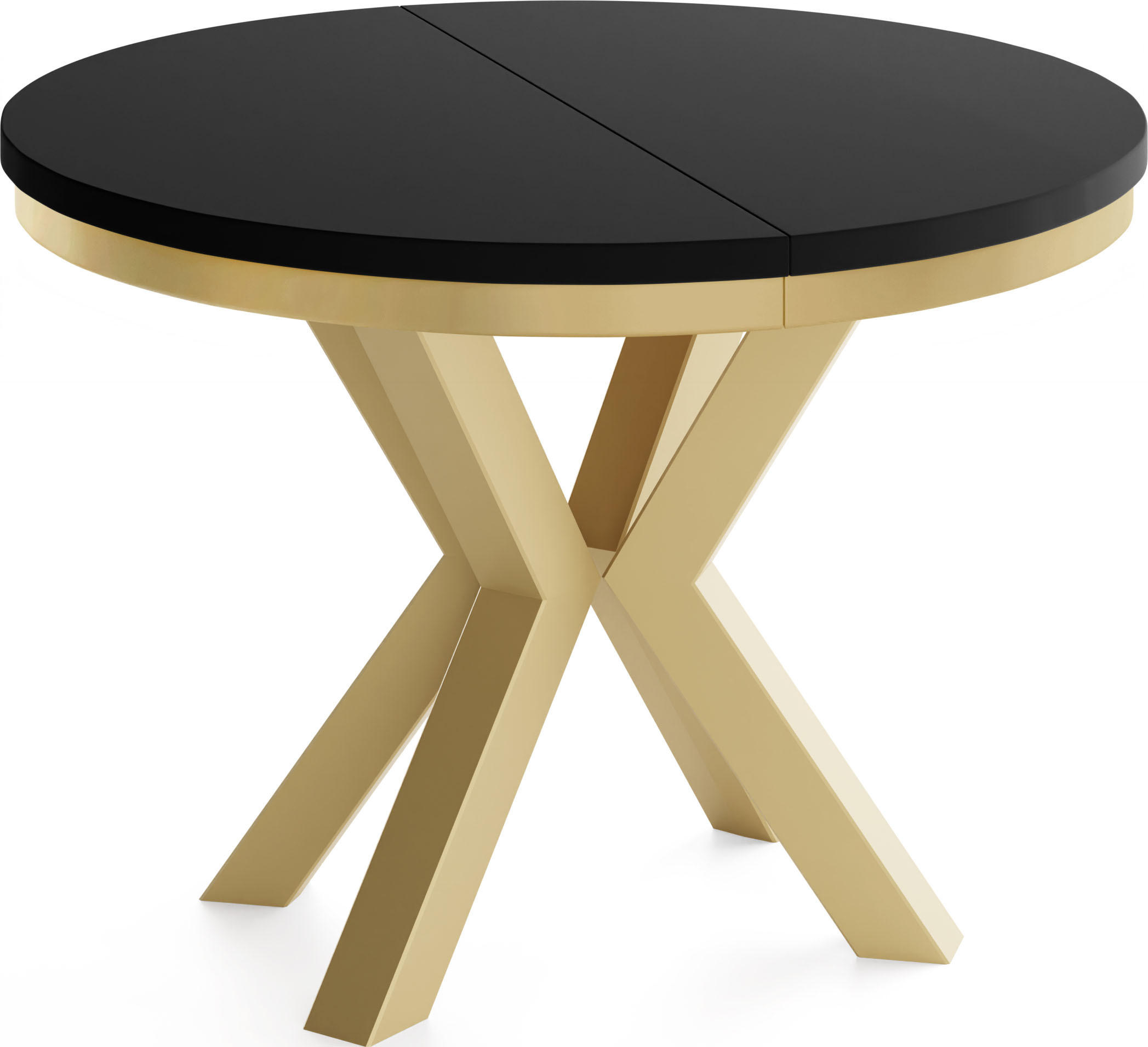 ESSTISCH Clara Gold runder ausziehbarer, Schwarz 120-200/120/76 cm - Goldfarben/Schwarz, Holzwerkstoff/Metall (120/120/76cm) - WFL GROUP