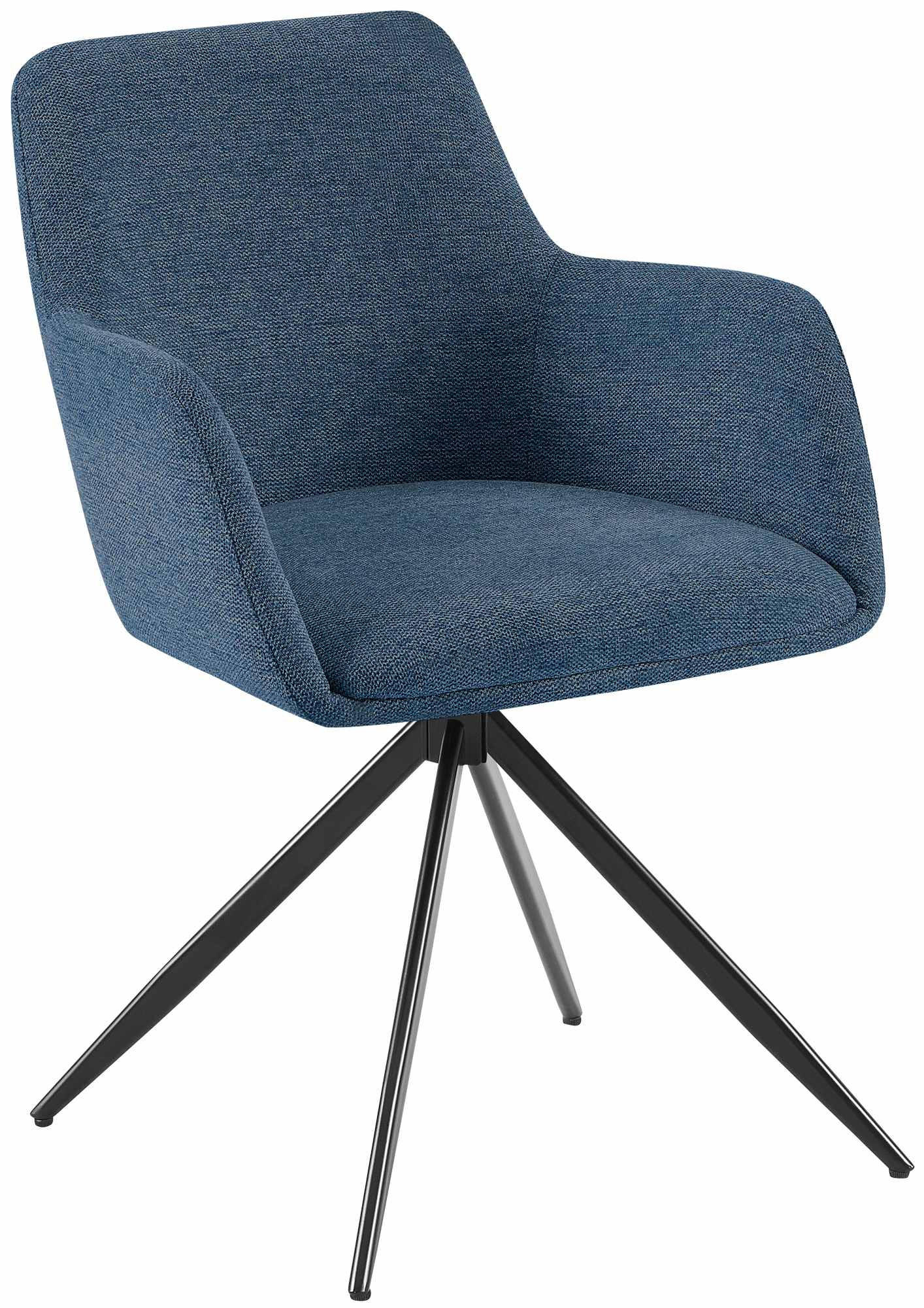 ARMLEHNENSTUHL Stoff blau - Blau/Schwarz, Textil/Metall (56/81/62cm) - CLP