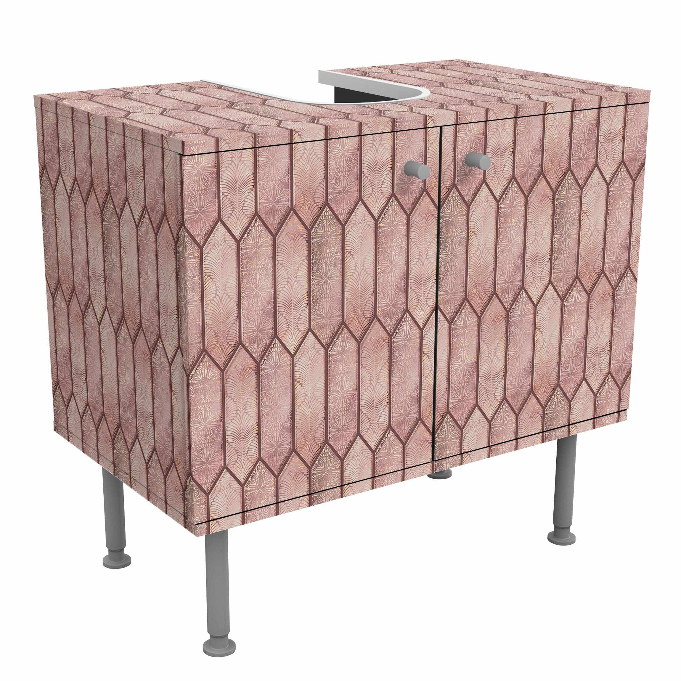 WASCHBECKENUNTERSCHRANK Fischschuppen Muster Fliesen Rosa 60/55/35 cm - Rosa, Holzwerkstoff (60/55/35cm) - Bilderwelten
