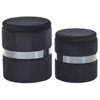 POUF Doris 35-30/35-30/44-36 cm - Schwarz, Textil (35/36/35cm) - Beliani