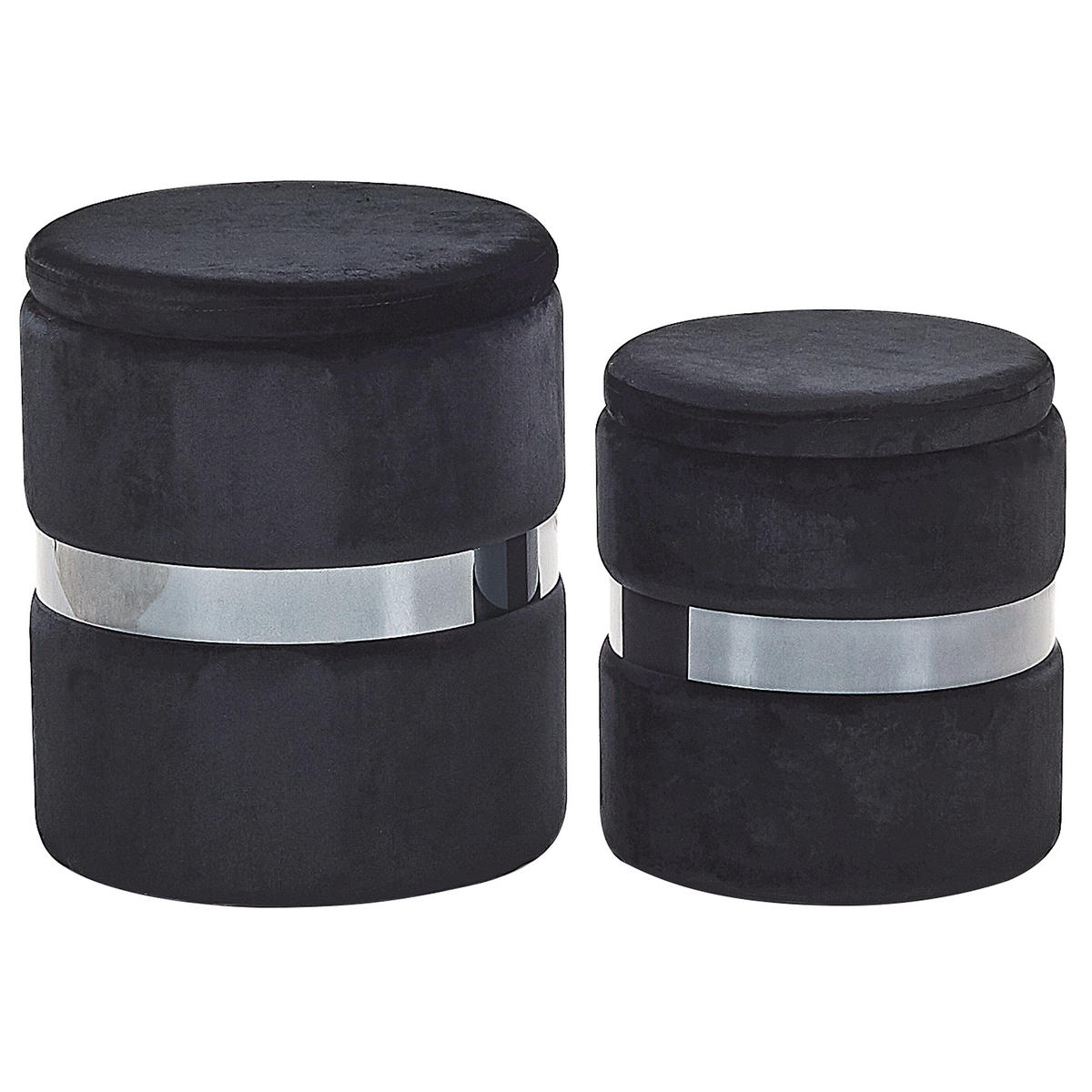 POUF Doris 35-30/35-30/44-36 cm - Schwarz, Textil (35/36/35cm) - Beliani