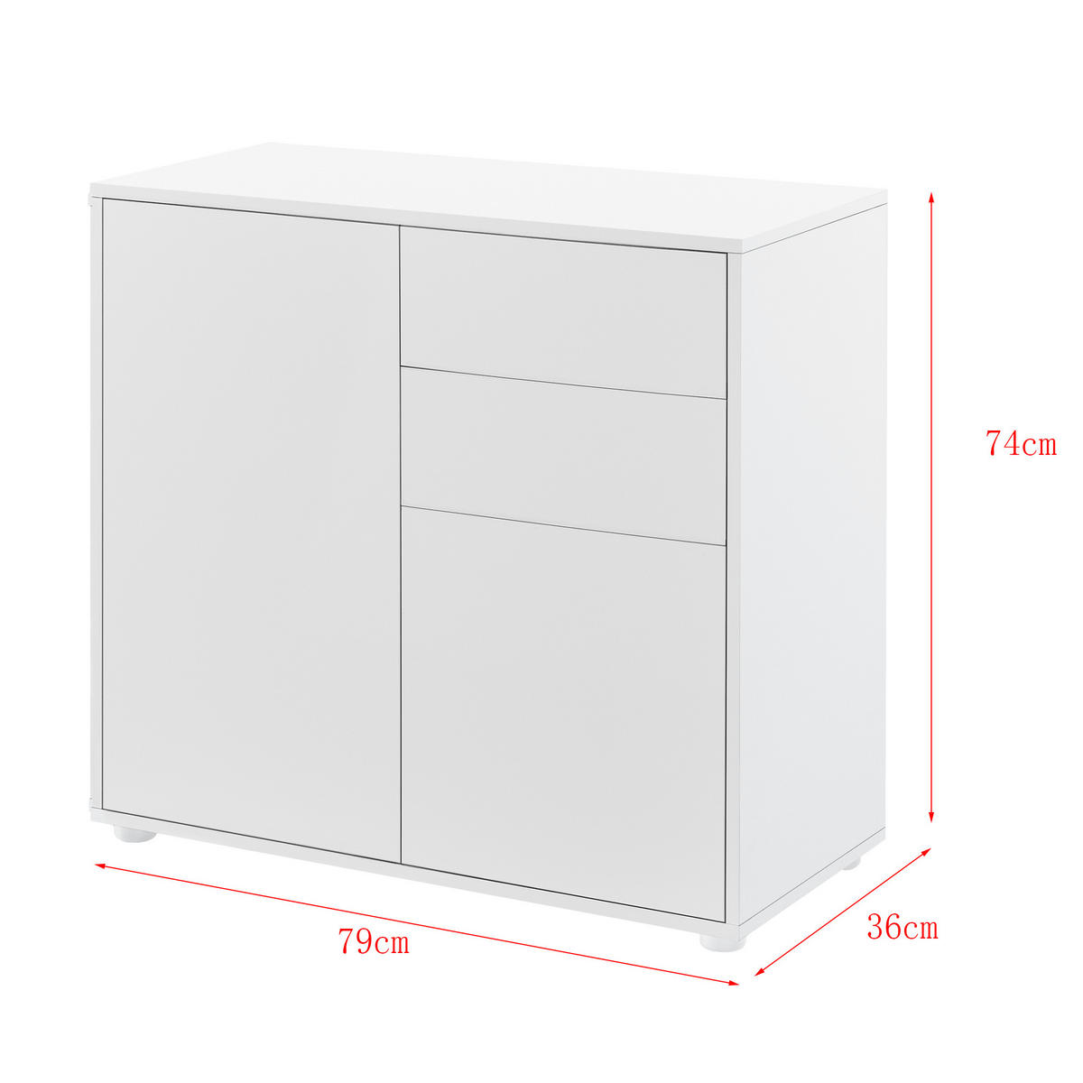 KOMMODE Paarl 2-türig - Weiß, Holzwerkstoff (79/74/36cm) - [en.casa]