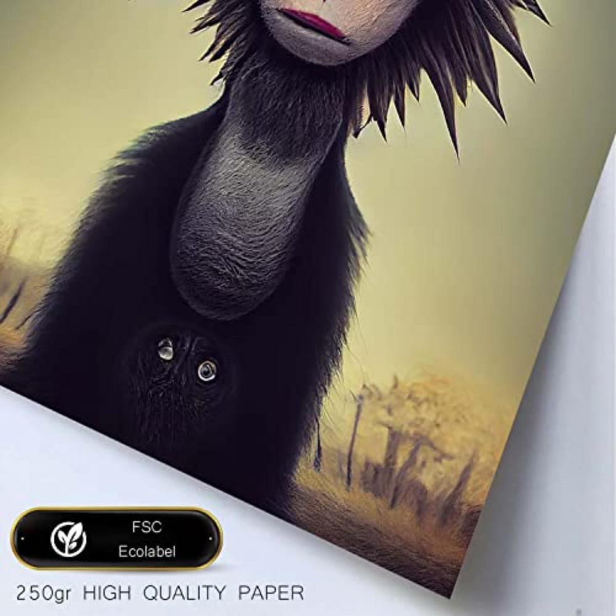 POSTER Set mit 4 Savanne Tier im T Burton Goth Stil A4 Weißer Rahmen - Weiß, Papier (29.7/3cm) - Nacnic