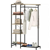 STANDGARDEROBE 100/35/156 cm mit Kleiderstange, Schuhablage und Ablage in Eiche - Eichefarben, Metall (100/156/35cm) - BEAOK