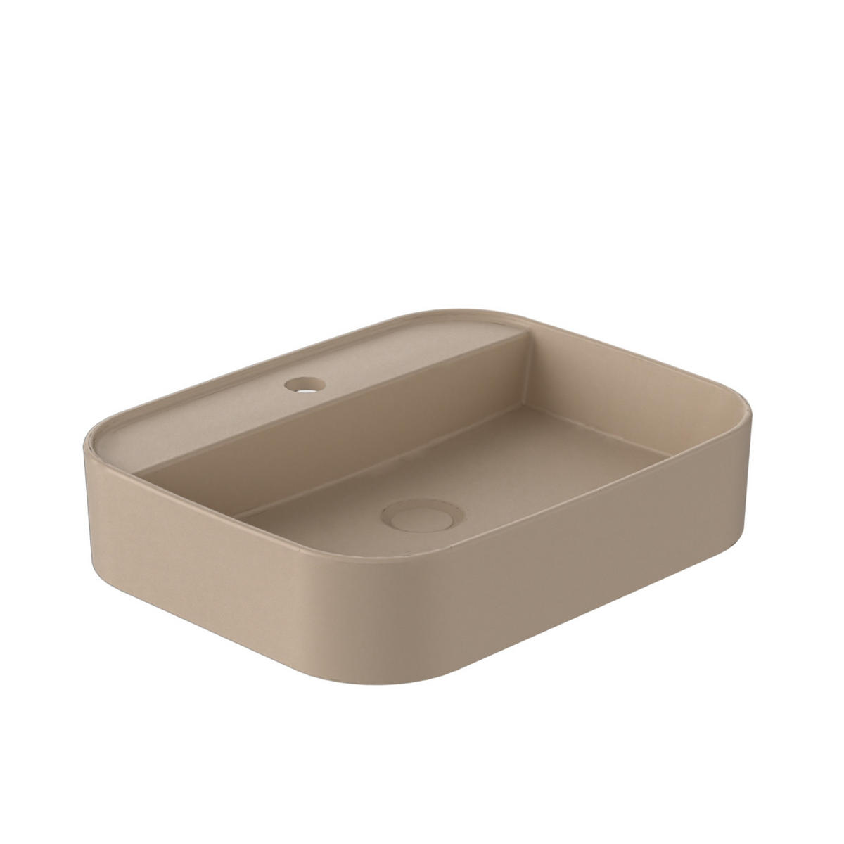 WASCHBECKEN Rechteck Abgerundete Ecken R Mattbeige 40/50/11 cm - Beige, Keramik (40/11/50cm) - EMKE