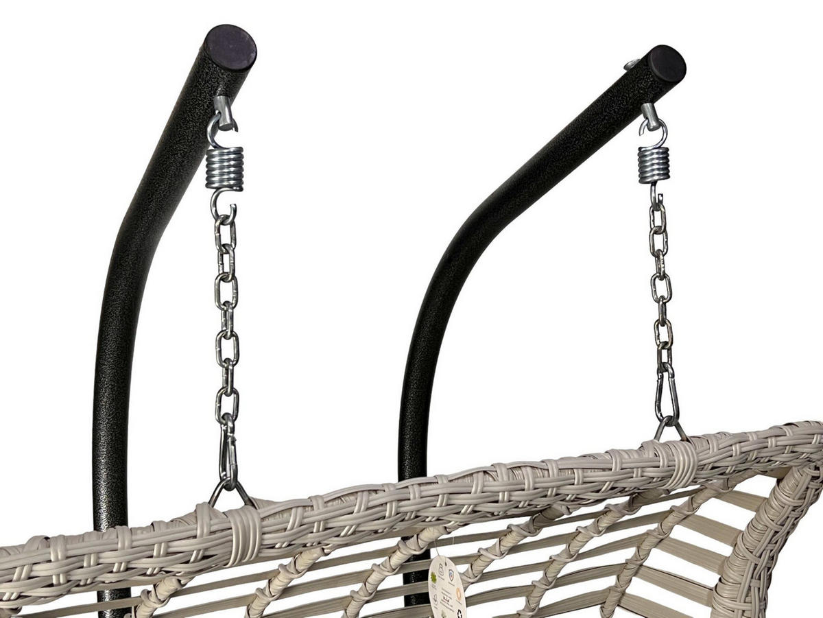HÄNGESESSEL mit Gestell Gartenschaukel Rattan Hängeschaukel Weiß - Weiß, Metall (172/120/212cm) - Gowoll